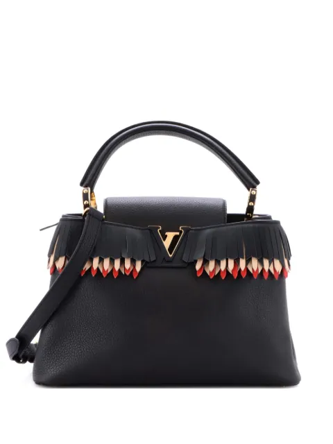 Louis Vuitton Pre-Owned Capucines Bag Leather with Fringe Detail PM satchel Black 8OZ8IIBUP4MJT7LW