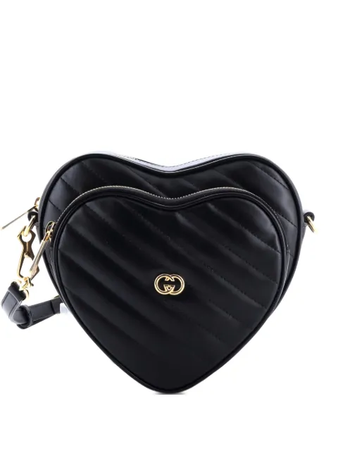 Gucci Pre-Owned Interlocking G Heart Diagonal Quilted Leather Mini shoulder bag Black WGOZYM3M50EVLI2N
