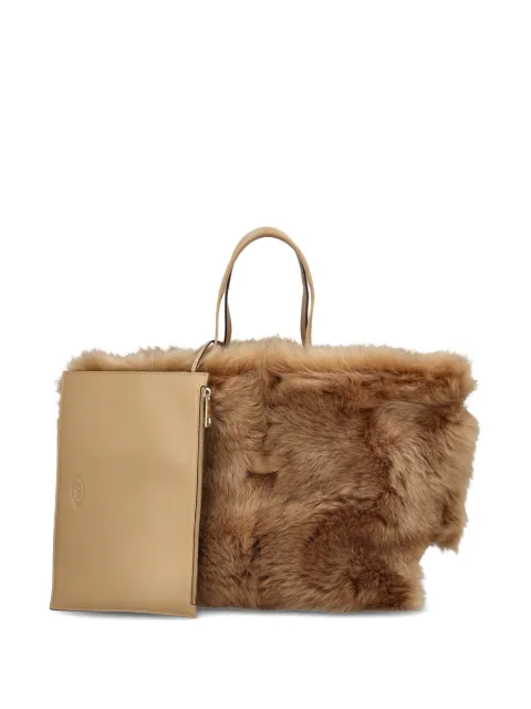 Tod's shearling small tote bag Brown XBWDBMAM250UQM