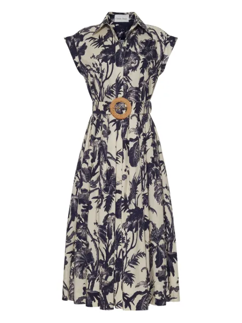 Cara Cara Octavia belted floral midi dress White 1317FFLN