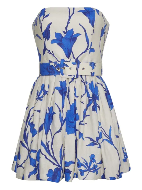 Cara Cara Swan floral belted mini dress White 1562LACO