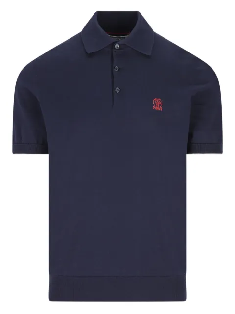 Brunello Cucinelli embroidered-logo polo shirt Blue M29800195CW425