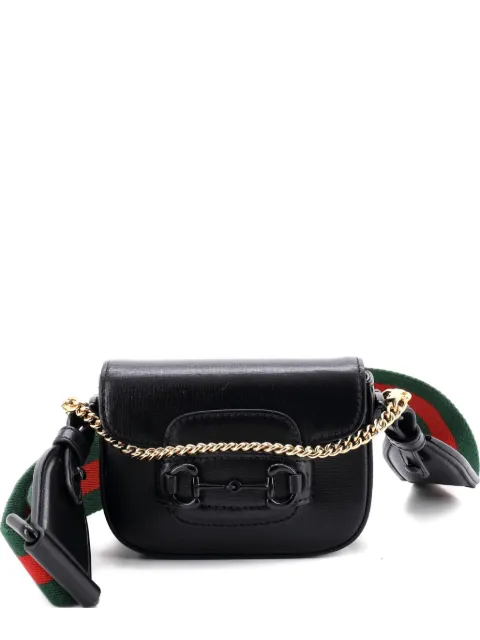 Gucci Pre-Owned Horsebit 1955 Flap Wallet with Strap Leather crossbody bag Black A7EK7GKM5JNGUG0L