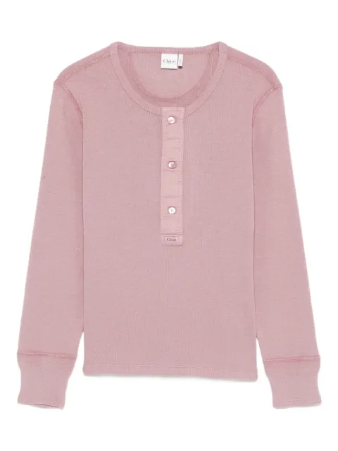Chloé ribbed-knit long-sleeve T-shirt Pink CH26SJH30185
