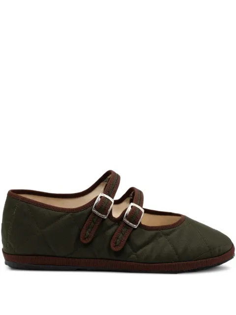 Gondolina Acqua Alta Mary Jane quilted double-lace ballet flats Green GPLB2