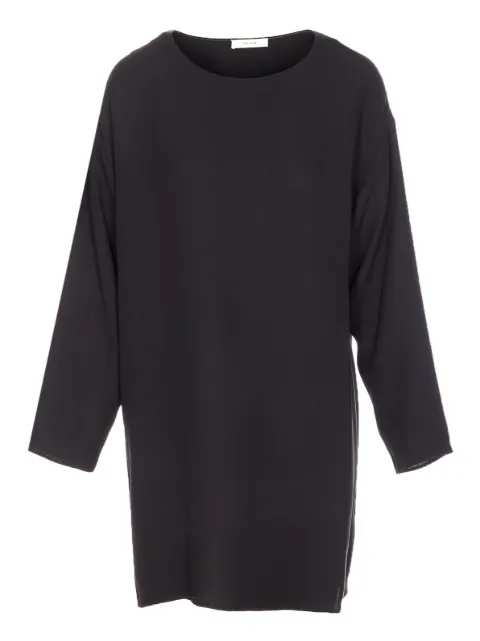 The Row boat-neck long-sleeved blouse Black 10456W4201