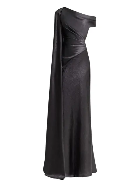 Gemy Maalouf asymmetrical-sleeve draped maxi dress Black EDFW262094LD