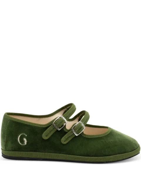 Gondolina Guglie Mary Jane double-lace ballet flats Green GPLB2