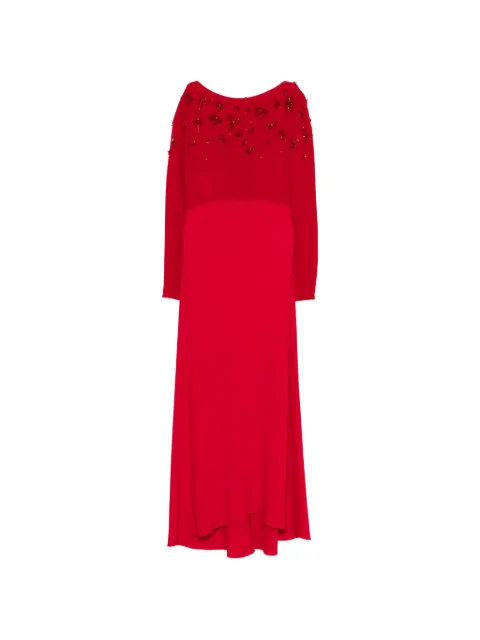 Alberta Ferretti embellished long-sleeve maxi dress Red A04425134