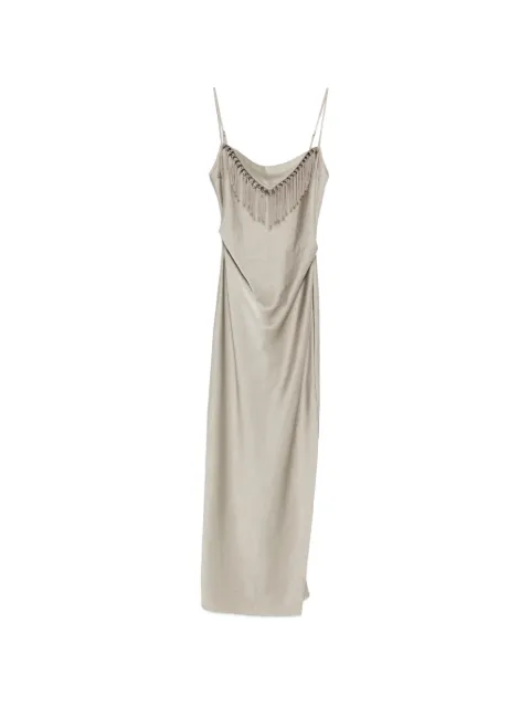 Nanushka Rachana fringe slip midi dress Neutrals NW26PSDR02382