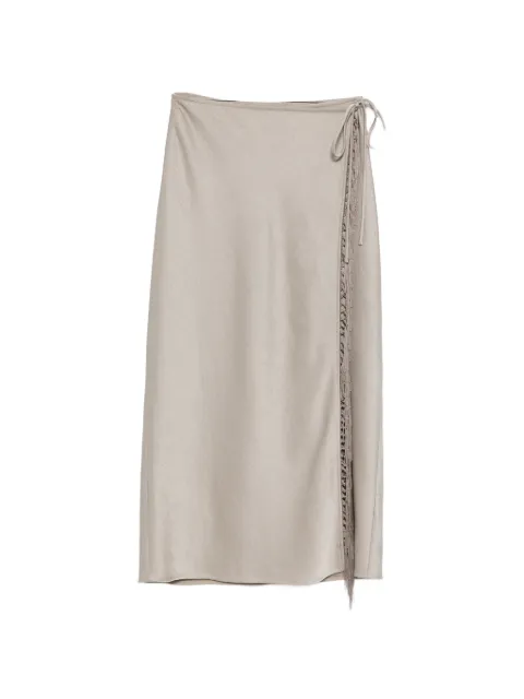 Nanushka sarong fringe-detail midi skirt Grey NW26PSSK02882