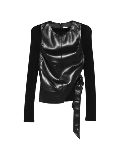 Nanushka long-sleeve tie-detail top Black NW26PSTP00499