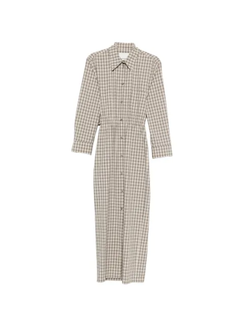 Nanushka plaid cutout maxi shirt dress Neutrals NW26PSDR11772