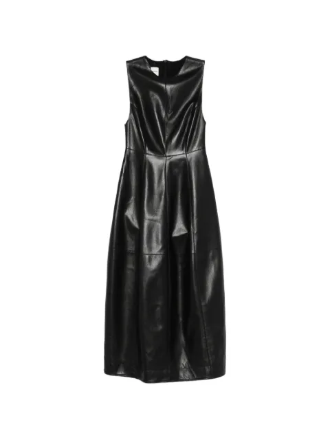 Nanushka crew-neck fluted-hem midi dress Black NW26PSDR00699