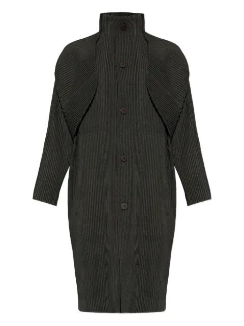 Homme Plissé Issey Miyake pleated single-breasted coat Brown HP58FA175