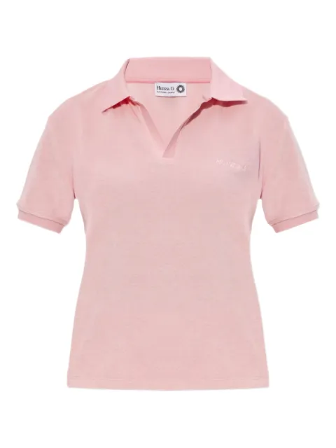 Hunza G embroidered-logo T-shirt Pink TOWELLINGPOLOCOTTON