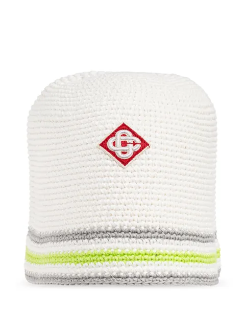 Casablanca embroidered trimmed beanie hat White ASP26HAT10801