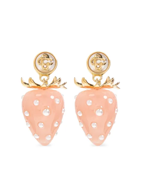 Casablanca strawberry-motif pearl earrings Pink ASP26JW36601