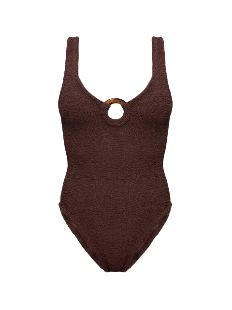 Hunza G Celine crinkle couverage swimsuit Brown CELINESWIM