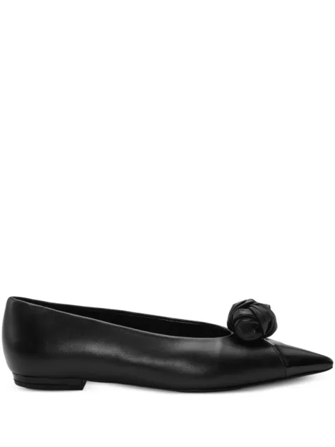 ROTATE BIRGER CHRISTENSEN knot-appliqué leather ballet flats Black 115979100