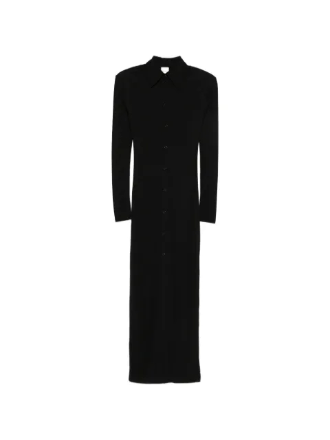 Nanushka shoulder pads maxi shirt dress Black NW26PSDR08199