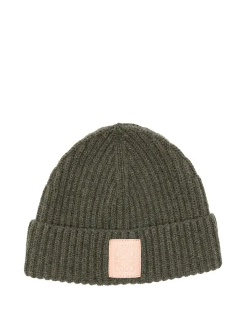 LOEWE logo-patch beanie hat Green KSA9OT1X01