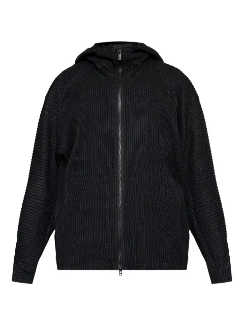 Homme Plissé Issey Miyake Wickerwork hooded jacket Black HP58JL250