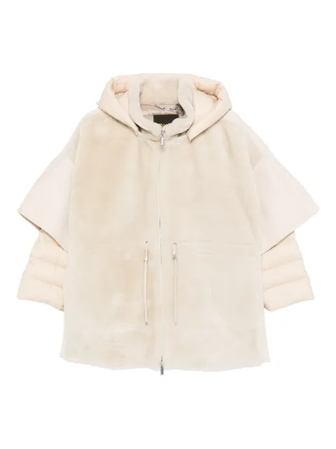Moorer zip-fastening hooded coat Neutrals RAJAMCW