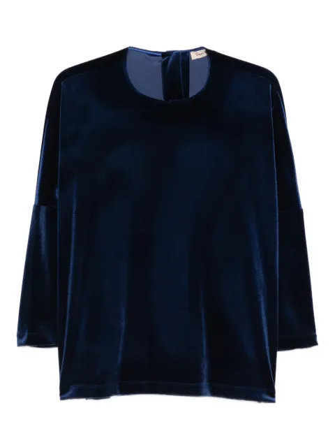 Blanca Vita velvet long-sleeved top Blue BELSA7461