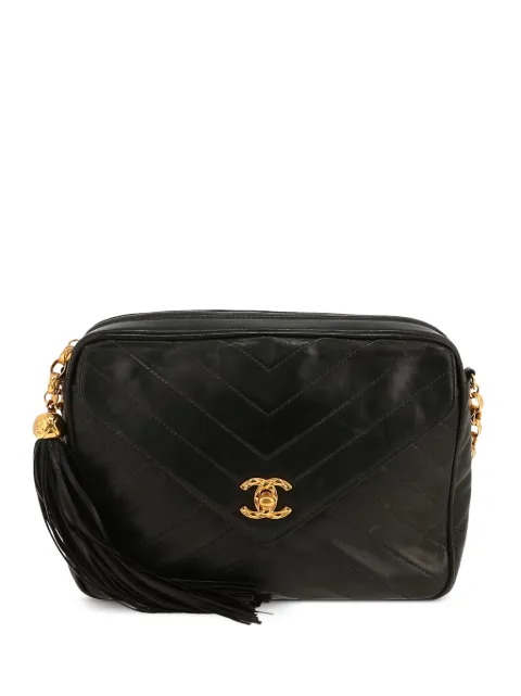 CHANEL Pre-Owned 1994 quilted-tassel shoulder bag Black 422645