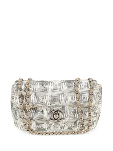 CHANEL Pre-Owned 2014 mini Timeless sequin shoulder bag Silver 422630