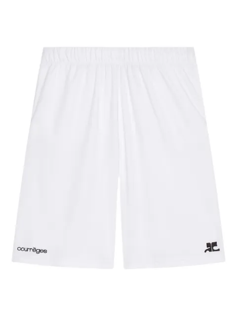 Courrèges logo-print elasticated-waistband shorts White 126JSH068JS0195