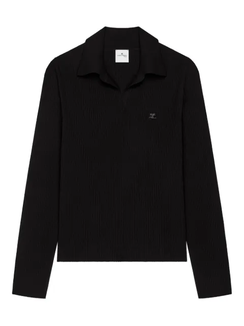 Courrèges ribbed logo polo shirt Black 126MPO062FI0001