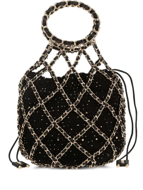 CHANEL Pre-Owned 2020s tweed chain handbag Black 412201