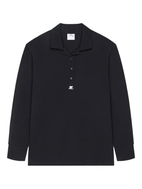 Courrèges long-sleeve logo-detail polo shirt Black 126JPO055JS02689999