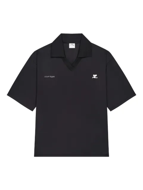 Courrèges V-neck logo-detail T-shirt Black 126JPO059JS0195