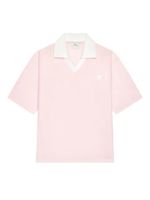 Courrèges V-neck logo polo shirt Pink 126JPO059JS0195