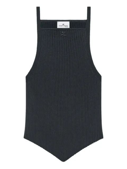 Courrèges pointy-hem ribbed tank top Grey 125MTO042FI0001