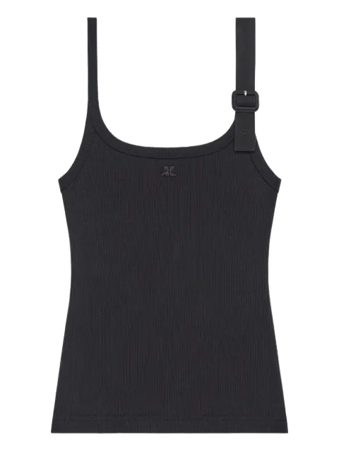 Courrèges 90'S buckle-detail ribbed tank top Black 126JDE153JS0194