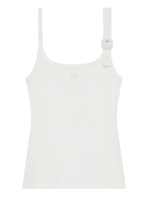 Courrèges buckle-detail ribbed tank top White 126JDE153JS0194
