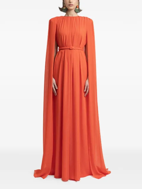 Gemy Maalouf cape-sleeve maxi dress Orange EDCP252044KF