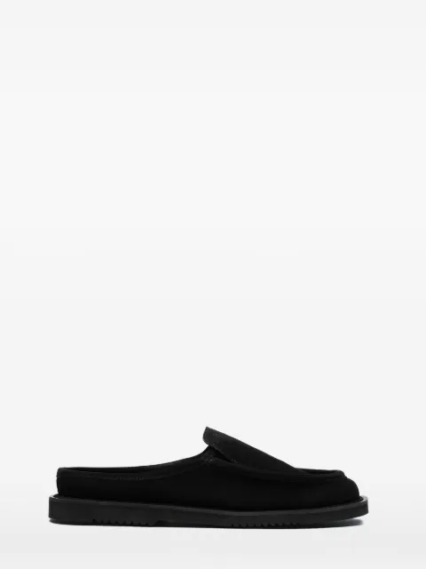REFERENC suede square toe slides Black REF253303959