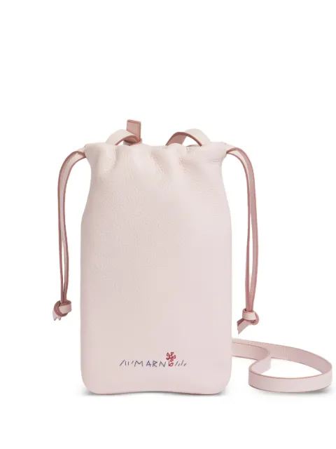 Marni embroidered-logo drawstring phone holder Pink TEMO0035U3P6533