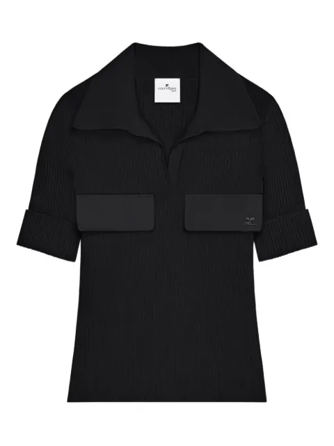 Courrèges flap-pocket ribbed T-shirt Black 126MPO053FI0001