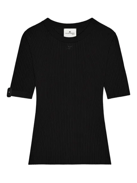 Courrèges buckle-detail ribbed-knit T-shirt Black 126MPU267FI0001