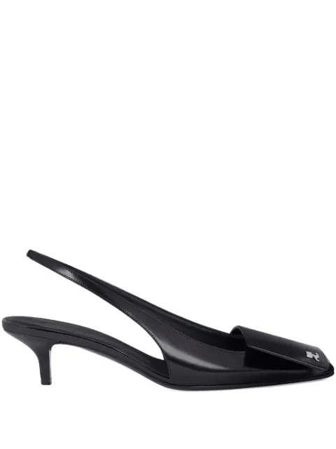 Courrèges 45mm fold leather slingback pumps Black 126SPP052CR0011