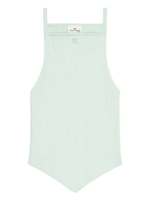 Courrèges pointy-hem ribbed tank top Green 125MTO042FI0001
