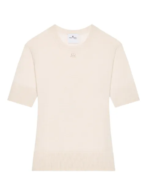 Courrèges logo-detail T-shirt Neutrals 126MTO478FI0071