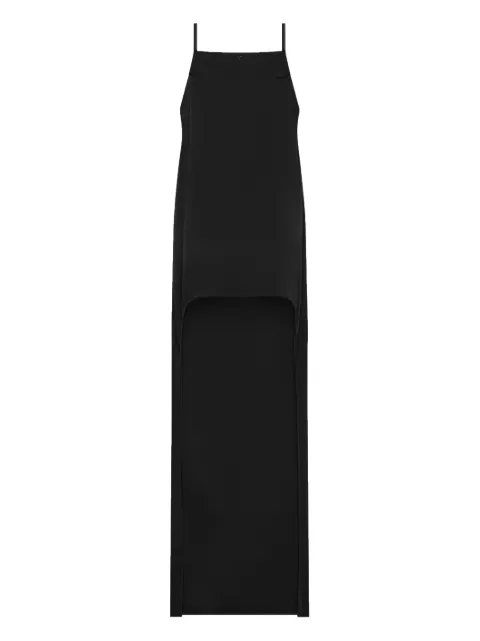 Courrèges backless satin long dress Black 126CRO805TA0007