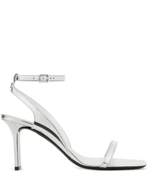 Courrèges 80mm mirror-effect buckle sandals White 425SSD051PU0017